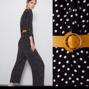 Zara black polka dot jumpsuit sz Med